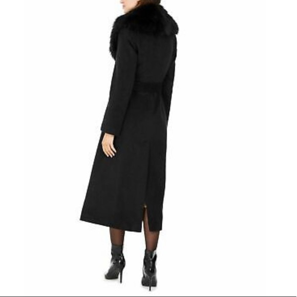 CALVIN KLEIN Faux Fur Shawl Collar Belted Maxi Coat - Picture 4 of 9